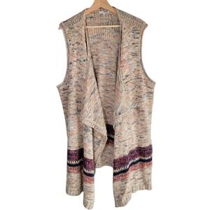 Sonoma Cardigan 2X Sleeveless Waterfall Open Front Boho Hippie Vest Southwestern